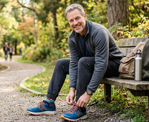 Ranní procházka v českém parku při východu slunce